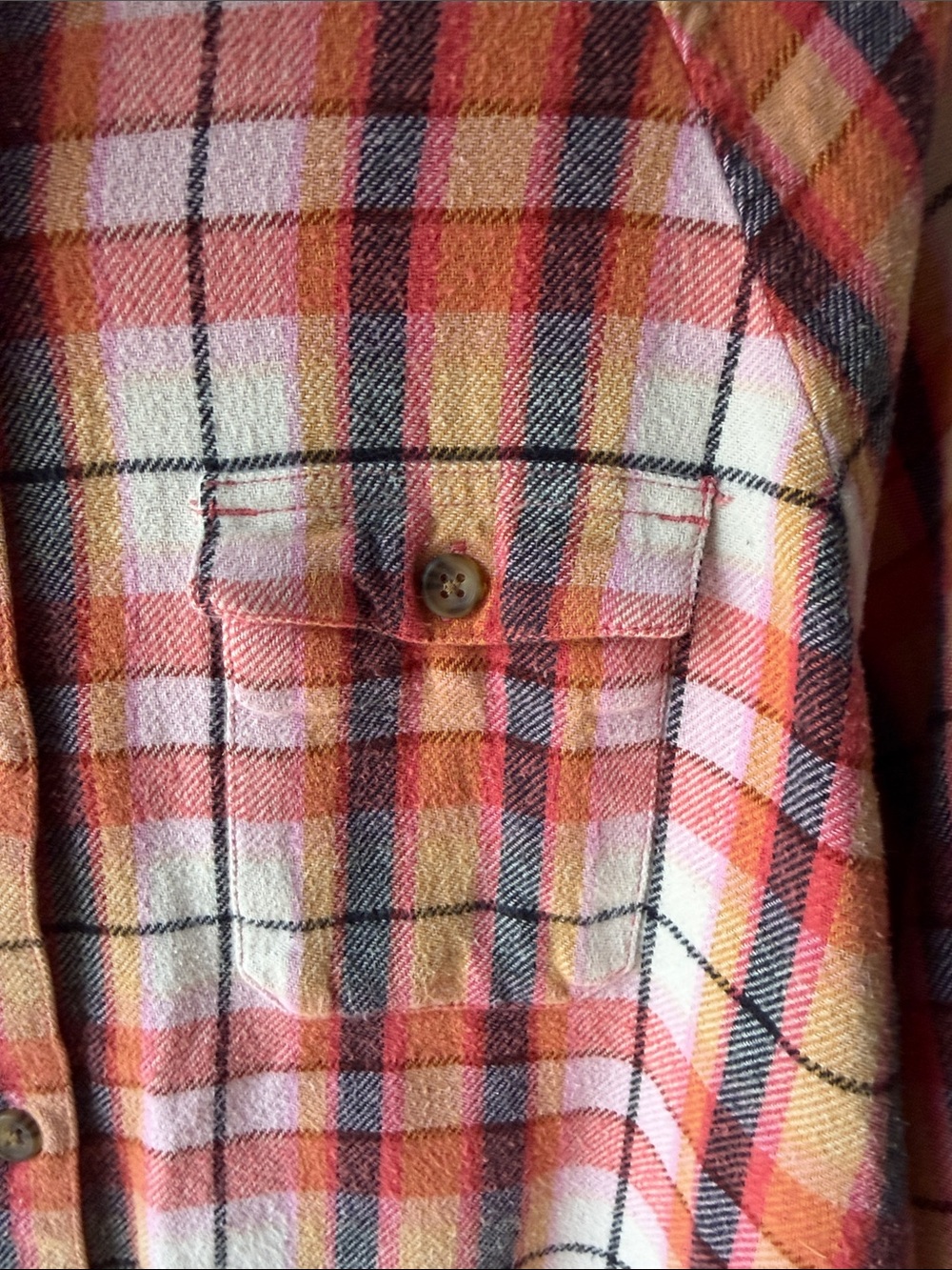 Billabong Pink Yellow Plaid Button-Down Shirt - Picture 4 of 8